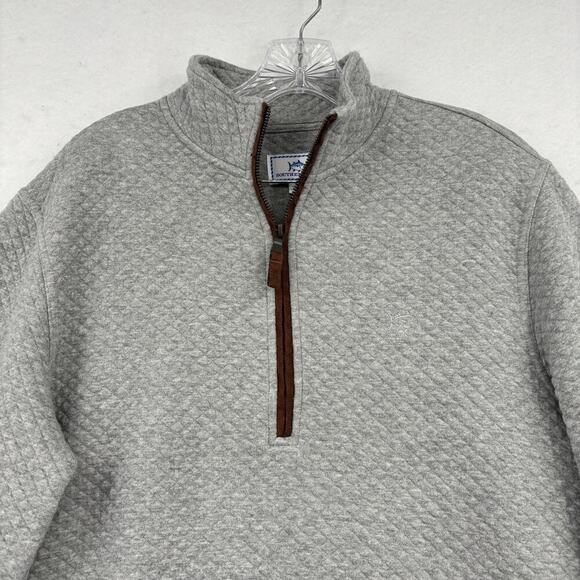 Southern Tide Men's Quarter Zip Pullover Sweatshirt Size S Gray Diamond Quilted - Picture 2 of 12
